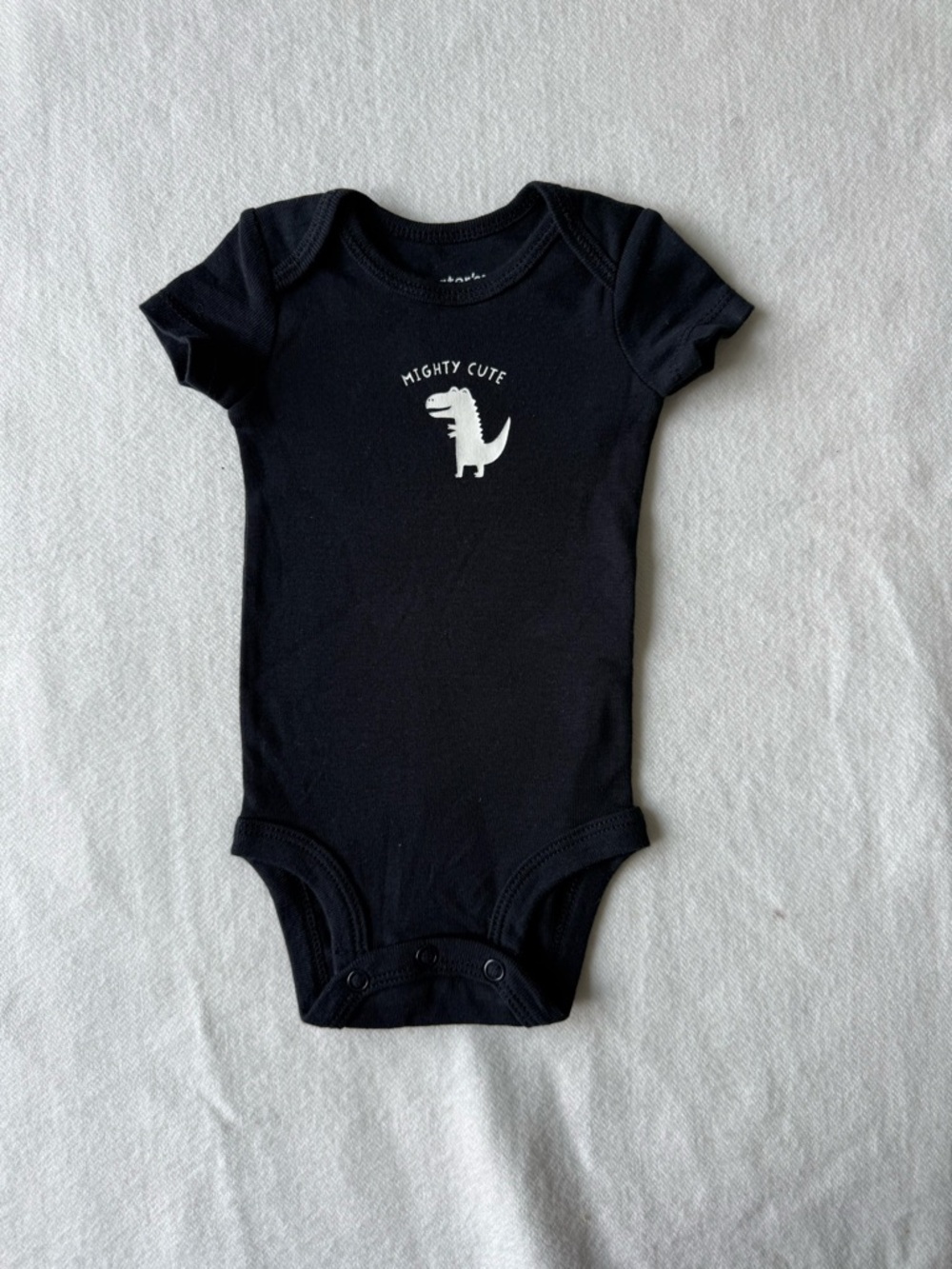 Carter's Black "Mighty Cute" Dinosaur Short Sleeve One-Piece Newborn Bodysuit